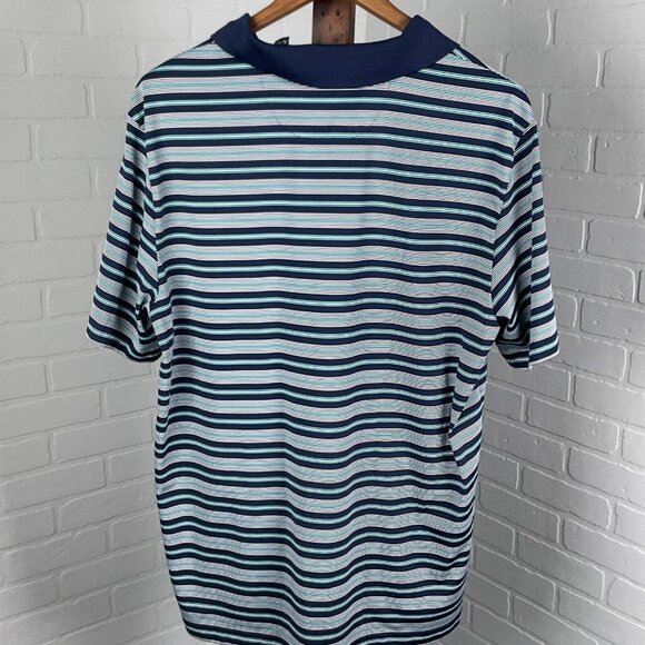 Chaps Shirt Mens XLarge Blue‎ Turquoise White Stripe Polo Knit Casual Sport Golf - Picture 3 of 8